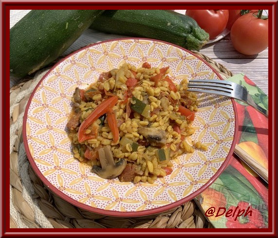 Blé aux légumes et chorizo