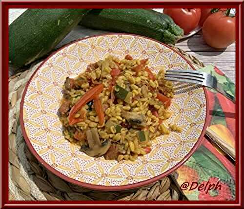 Blé aux légumes et chorizo
