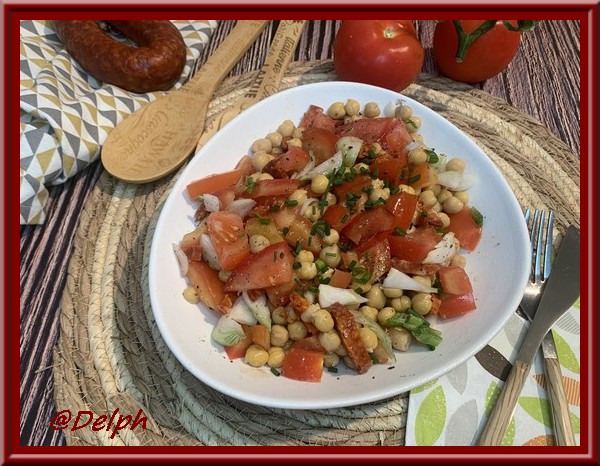 Salade de pois chiche, tomate et chorizo