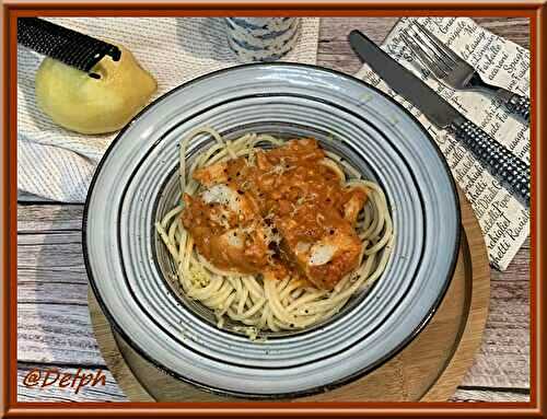 Spaghetti au cabillaud et pesto
