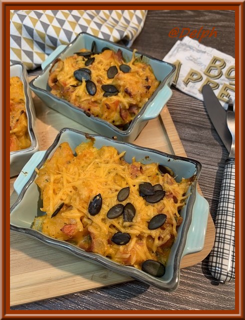 Gratin de potimarron, bacon et cheddar