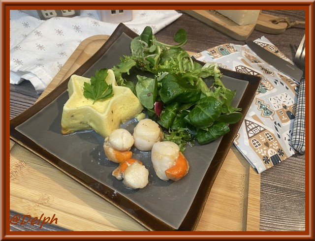 Saint Jacques rôties et flans au parmesan