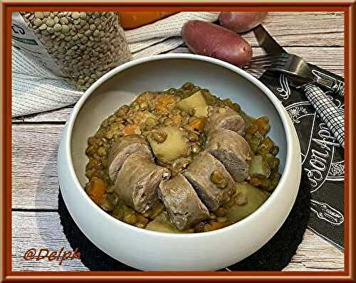 Lentilles blondes à la moutarde et saucisses
