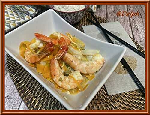 Crevettes sautées au chou chinois