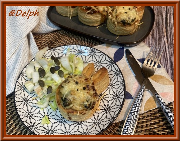 Lapins feuilletés farcis aux champignons, épinards et poitrine fumée