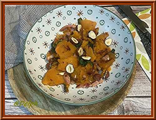 Poêlée de patate douce, épinards et lardons