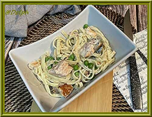 Fettuccini, saumon et petits pois