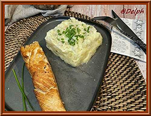 Pavé de saumon et son écrasé de topinambours.