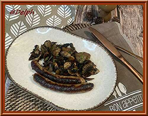 Poêlée de topinambours, champignons et chipolatas