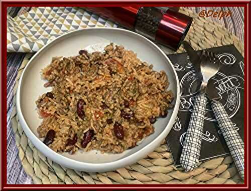 Riz à la viande hachée et haricots rouges