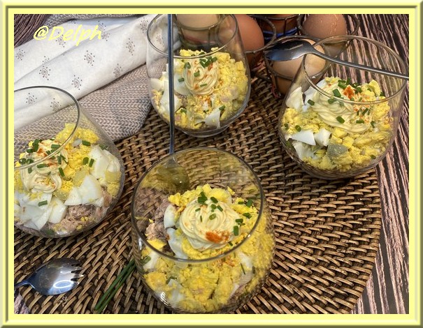 Verrines d’œufs mimosa au thon