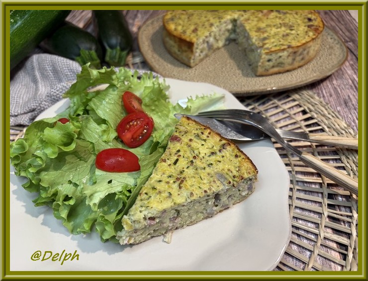 Quiche sans pâte aux courgettes et moutarde à l’ancienne.