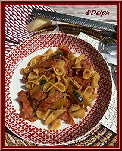 One pot pasta aux tomates, courgette et chorizo
