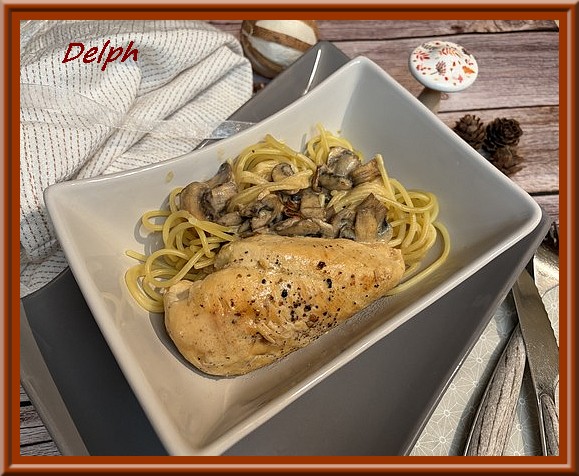 Poulet à la crème et champignons