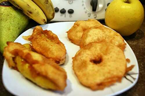 Beignet aux pommes et beignets aux bananes au thermomix, préparés en 7 minutes.