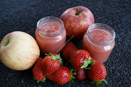 Compote pomme fraise au thermomix, préparée en 3 minutes.