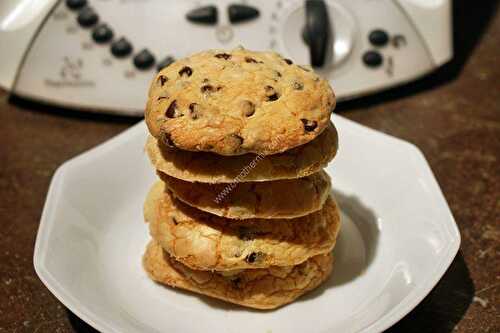 Cookies aux pépites de chocolat au thermomix, préparés en 5 minutes.