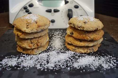 Cookies noix de coco et chocolat au thermomix, préparés en 5 minutes.
