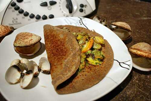 Galette de sarrasin aux amandes, coques et beurre persillé au thermomix, préparée en 15 minutes.