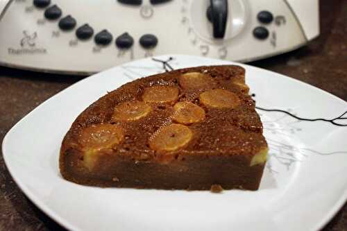 Gâteau chocolat caramel banane au thermomix, préparé en 10 minutes.