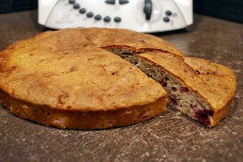 Gateau moelleux aux framboises au thermomix, préparé en 5 minutes.