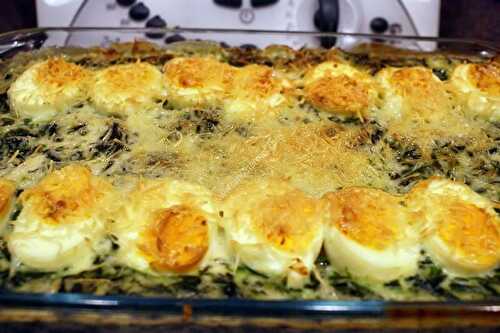 Gratin d'épinards à la Florentine au thermomix, préparé en 10 minutes.