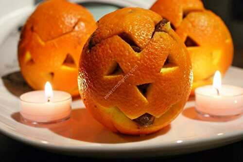 Orange d'Halloween et sa mousse au chocolat au thermomix, préparée en 5 minutes.