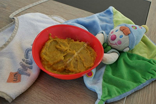 Purée petits pois, carottes, boeuf au thermomix, préparée en 5 minutes.