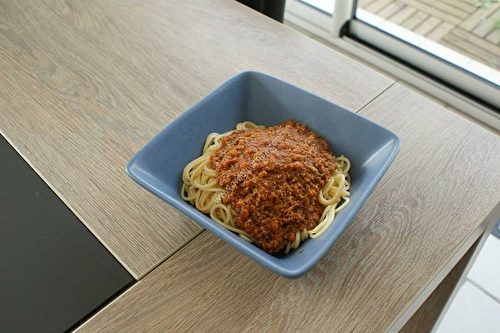 Sauce bolognaise au thermomix, préparée en 10 minutes.