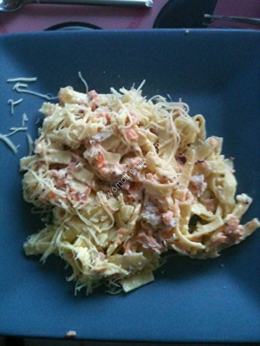 Tagliatelles au saumon au thermomix, préparés en 4 minutes.