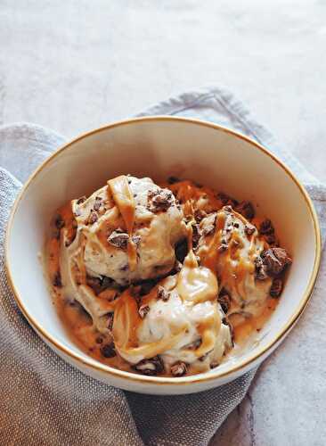 Nice Cream au beurre de cacahuète et éclats de chocolat (glace minute sans sorbetière) - Recettes végétariennes faciles