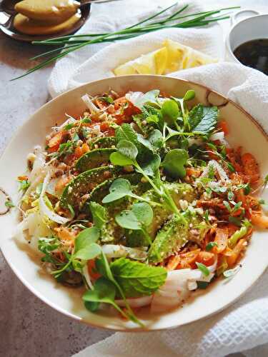 Salade Thaï végétarienne au chou chinois - Recettes végétariennes faciles - On mange quoi Violette