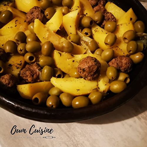 Tajine pommes de terre, kefta et olives