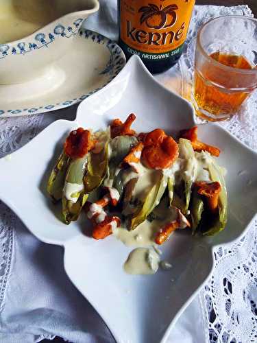 Salade Tiède d'Endives et Girolles, crème de cidre | Je cuisine donc je suis