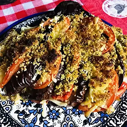 Crumble d’aubergines en éventail  (vegan, végétalien)