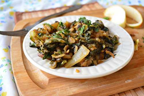 Poêlée de blettes, champignons et pomme … fruit