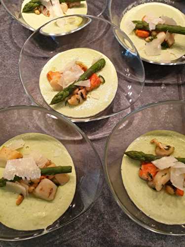 Panna Cotta d?asperges aux coquilles Saint Jacques