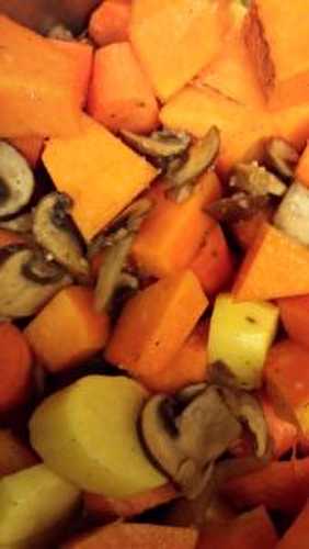 Soupe potiron, carotte, champignon