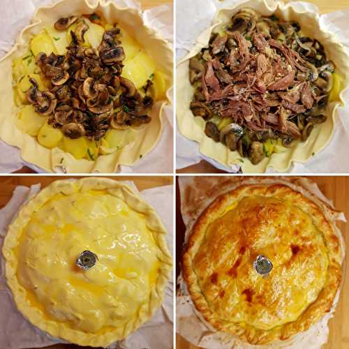 Tourte aux pommes de terre et au canard confit