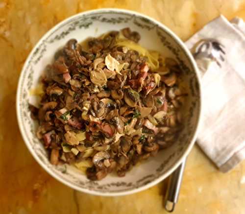 Pâtes à l’Epoisses et aux champignons