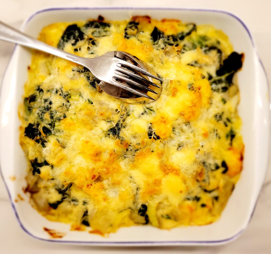 Gratin de blettes aux crevettes