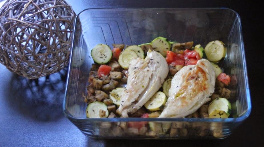 Blancs de poulet rôtis et leur ragoût de légumes