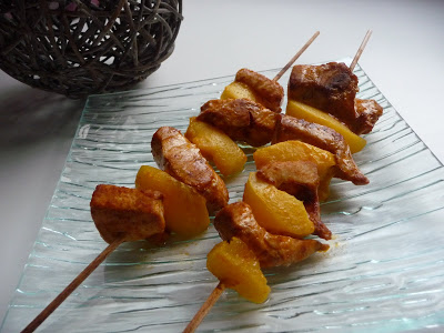 Brochettes de dinde aux pêches