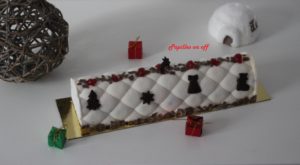 Bûche façon forêt noire (crème vanille, crémeux chocolat et cerises griottes) au thermomix ou sans