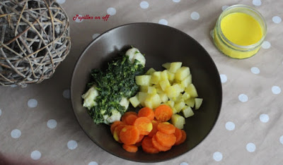 Cabillaud aux épinards et sa garniture, sauce au yaourt au curcuma au thermomix