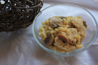 Coquillettes au poulet et aux champignons