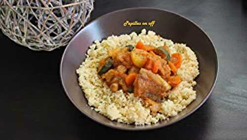 Couscous de cabillaud aux légumes (courge, carottes et courgettes)