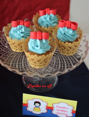 Cupcakes Blanche-Neige au thermomix ou sans : muffins aux noisettes, chantilly au mascarpone – Sweet table anniversaire Blanche-Neige