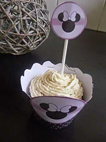 Cupcakes (muffins chocolat, topping mascarpone vanillé), Sweet table Minnie, au thermomix ou sans