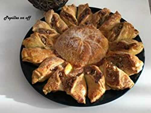 Galette des rois « couronne soleil » crème de marrons et poires au thermomix ou sans